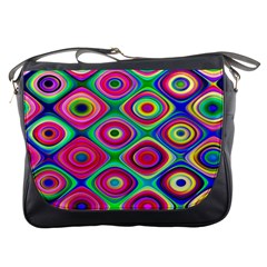 Psychedelic Checker Board Messenger Bag by KirstenStar