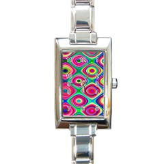 Psychedelic Checker Board Rectangular Italian Charm Watch by KirstenStar