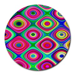 Psychedelic Checker Board 8  Mouse Pad (round)