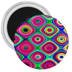 Psychedelic Checker Board 3  Button Magnet