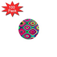 Psychedelic Checker Board 1  Mini Button Magnet (100 Pack)