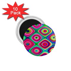 Psychedelic Checker Board 1 75  Button Magnet (10 Pack)