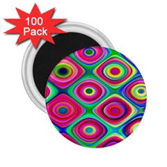 Psychedelic Checker Board 2 25  Button Magnet (100 Pack)