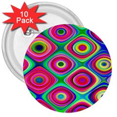 Psychedelic Checker Board 3  Button (10 Pack) by KirstenStar