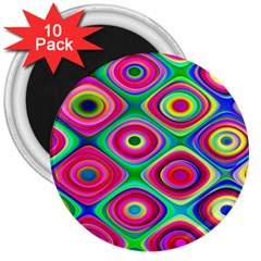 Psychedelic Checker Board 3  Button Magnet (10 Pack)