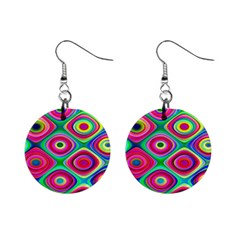 Psychedelic Checker Board Mini Button Earrings