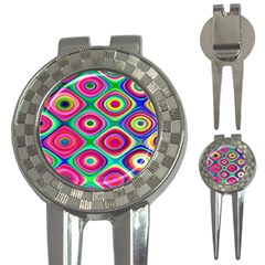 Psychedelic Checker Board Golf Pitchfork & Ball Marker by KirstenStar