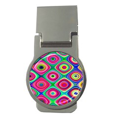 Psychedelic Checker Board Money Clip (round)