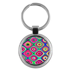 Psychedelic Checker Board Key Chain (round)