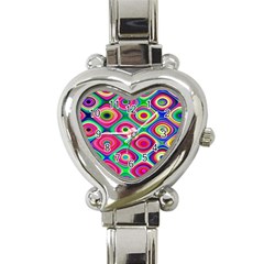 Psychedelic Checker Board Heart Italian Charm Watch 