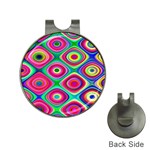 Psychedelic Checker Board Hat Clip with Golf Ball Marker Front