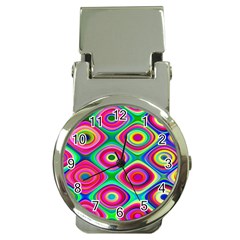 Psychedelic Checker Board Money Clip With Watch