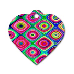 Psychedelic Checker Board Dog Tag Heart (one Sided)  by KirstenStar