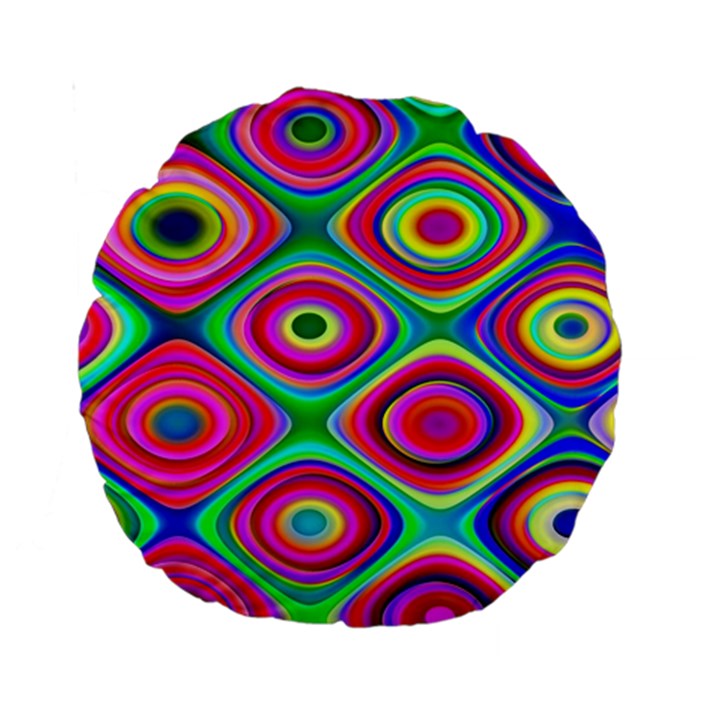 Psychedelic Checker Board Standard 15  Premium Round Cushion 