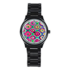 Psychedelic Checker Board Sport Metal Watch (black)