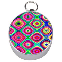 Psychedelic Checker Board Silver Compass