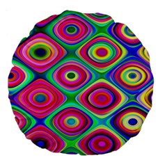 Psychedelic Checker Board Large 18  Premium Flano Round Cushion 