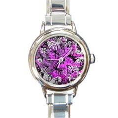 Butterfly Graffiti Round Italian Charm Watch by ArtistRoseanneJones