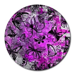 Butterfly Graffiti 8  Mouse Pad (round) by ArtistRoseanneJones