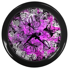 Butterfly Graffiti Wall Clock (black)