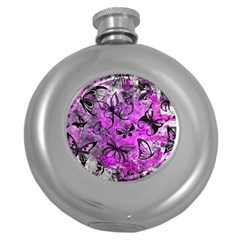 Butterfly Graffiti Hip Flask (round) by ArtistRoseanneJones