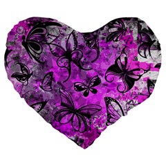 Butterfly Graffiti Large 19  Premium Heart Shape Cushion