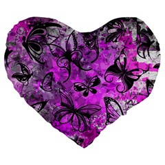 Butterfly Graffiti Large 19  Premium Flano Heart Shape Cushion