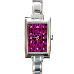 Pink Leopard Rectangular Italian Charm Watch by ArtistRoseanneJones