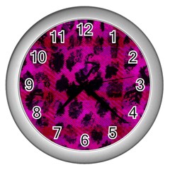 Pink Leopard Wall Clock (silver)