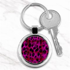 Pink Leopard Key Chain (round)