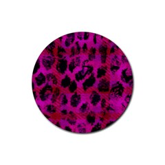 Pink Leopard Drink Coaster (round) by ArtistRoseanneJones