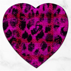 Pink Leopard Jigsaw Puzzle (heart) by ArtistRoseanneJones