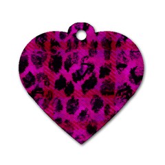 Pink Leopard Dog Tag Heart (two Sided) by ArtistRoseanneJones