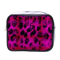 Pink Leopard Mini Travel Toiletry Bag (one Side)