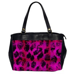 Pink Leopard Oversize Office Handbag (two Sides) by ArtistRoseanneJones