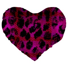 Pink Leopard Large 19  Premium Heart Shape Cushion by ArtistRoseanneJones