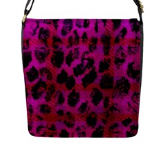 Pink Leopard Flap Closure Messenger Bag (l)