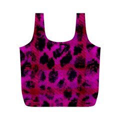 Pink Leopard Reusable Bag (m) by ArtistRoseanneJones