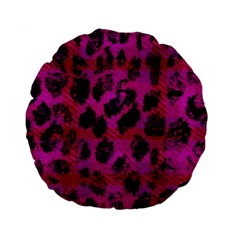 Pink Leopard Standard 15  Premium Flano Round Cushion 