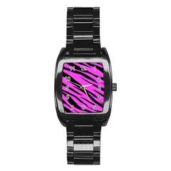 Pink Tiger Stainless Steel Barrel Watch