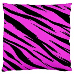 Pink Tiger Large Flano Cushion Case (one Side)