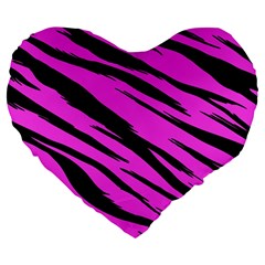 Pink Tiger Large 19  Premium Flano Heart Shape Cushion