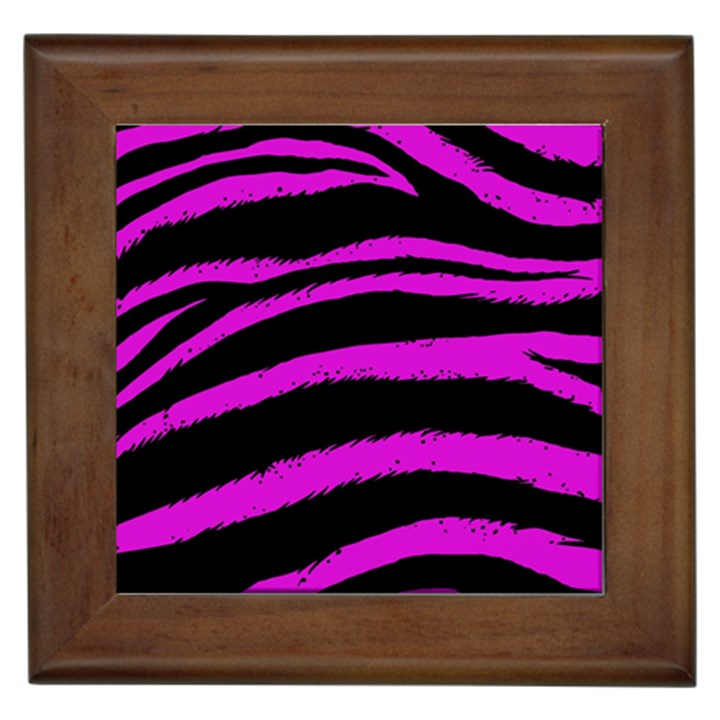 Pink Zebra Framed Ceramic Tile