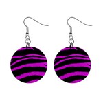 Pink Zebra Mini Button Earrings Front