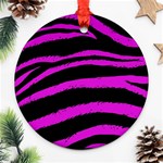 Pink Zebra Round Ornament (Two Sides) Front