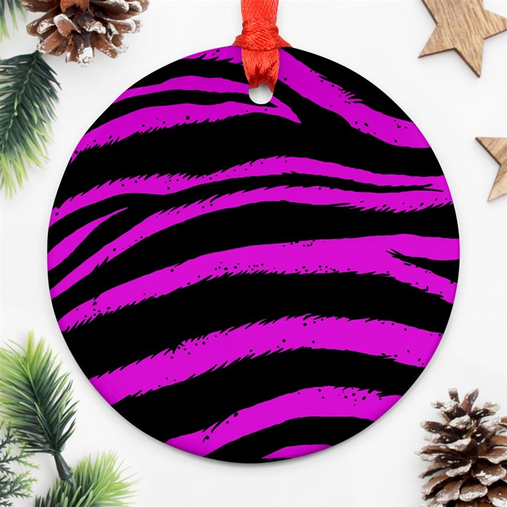 Pink Zebra Round Ornament (Two Sides)