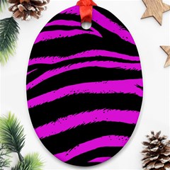 Pink Zebra Oval Ornament (two Sides)