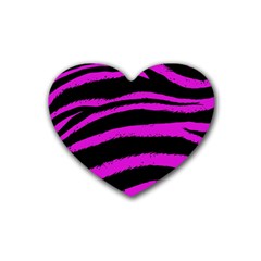 Pink Zebra Drink Coasters 4 Pack (heart)  by ArtistRoseanneJones