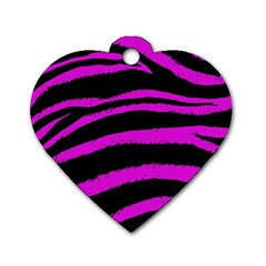 Pink Zebra Dog Tag Heart (one Sided) 