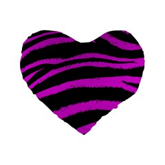 Pink Zebra Standard 16  Premium Heart Shape Cushion 